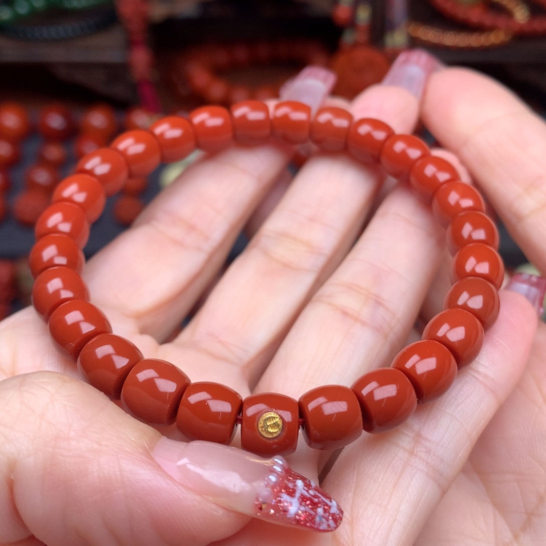 南红玛瑙精工直切手串未镶嵌