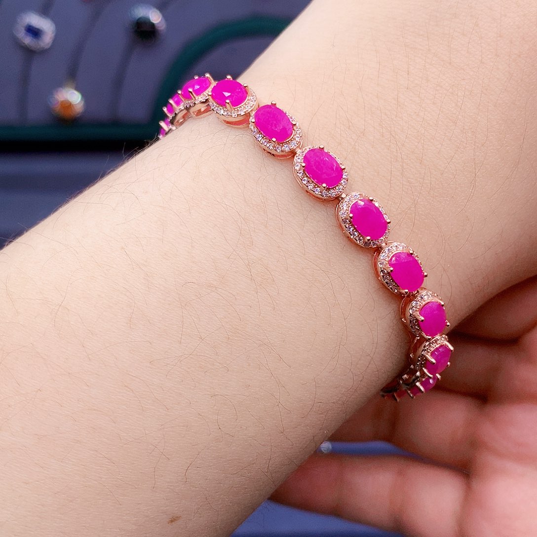 红宝石手链银S925镶嵌