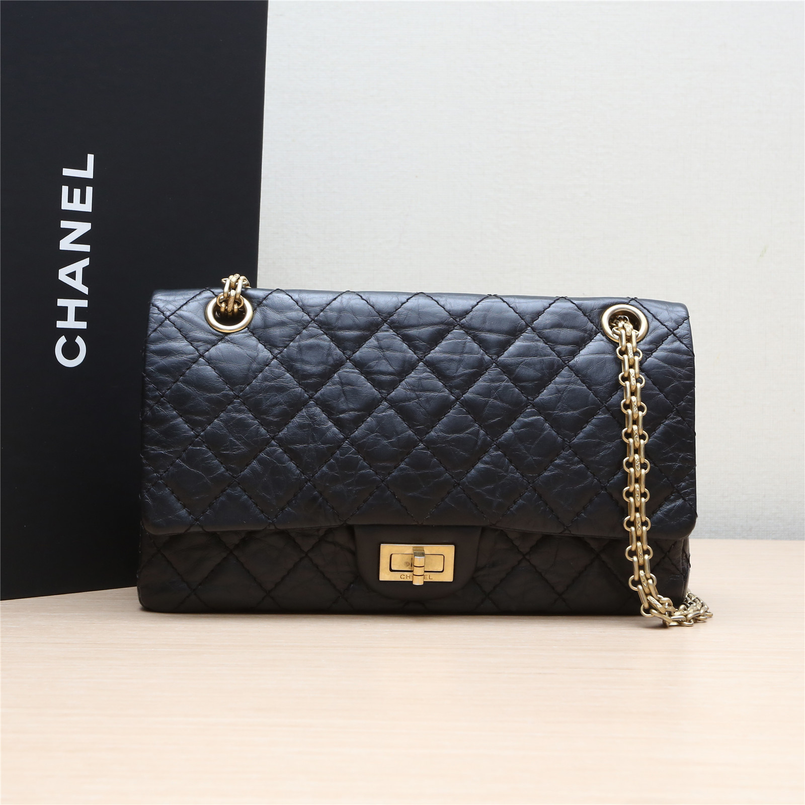 95新 Chanel/香奈儿 【双攀】2.55 口盖包 小号 24cm 29开 418816