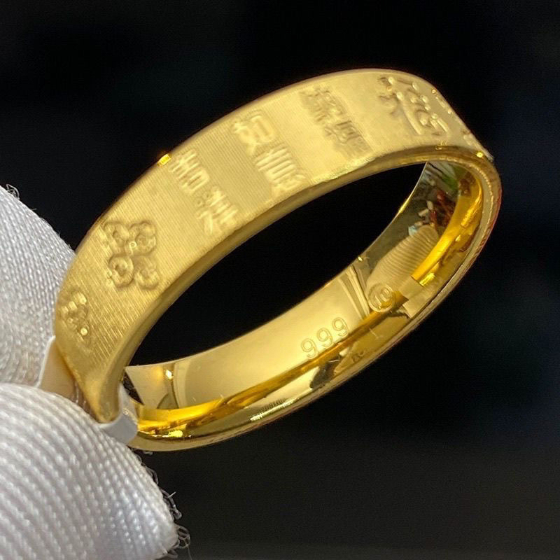 合金戒指 新款工艺吉言百福戒指男女情侣轻奢小众实心不掉色