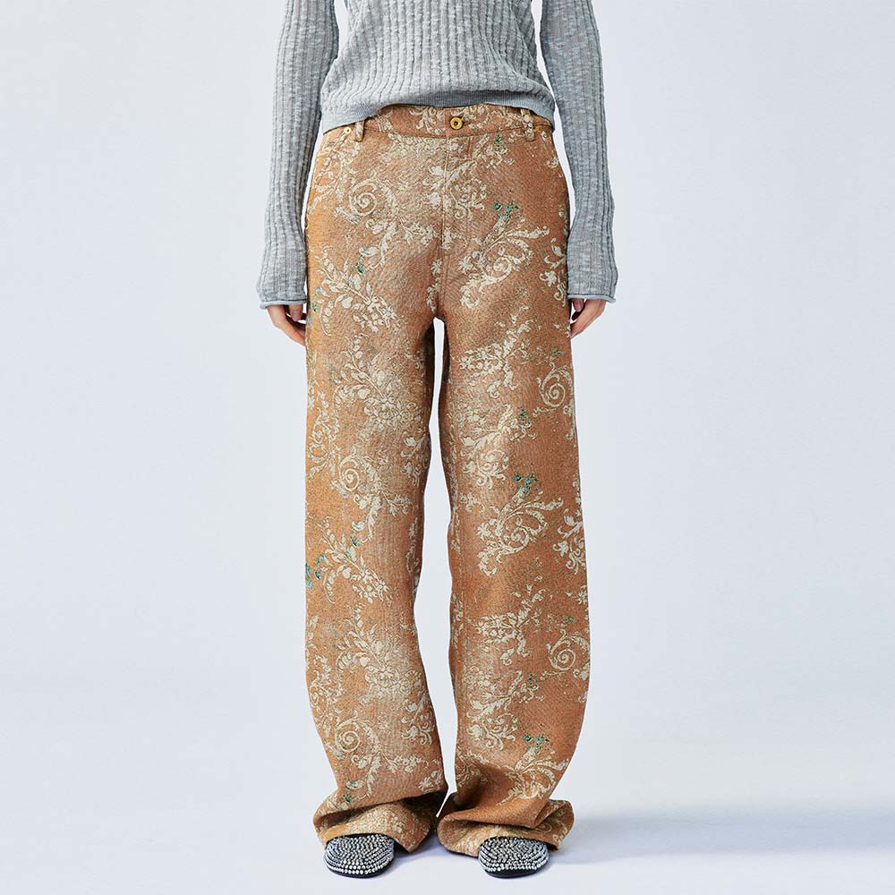 UOOYAA/乌丫2025春季新款复古华丽织毯花工装裤UY25114K135189