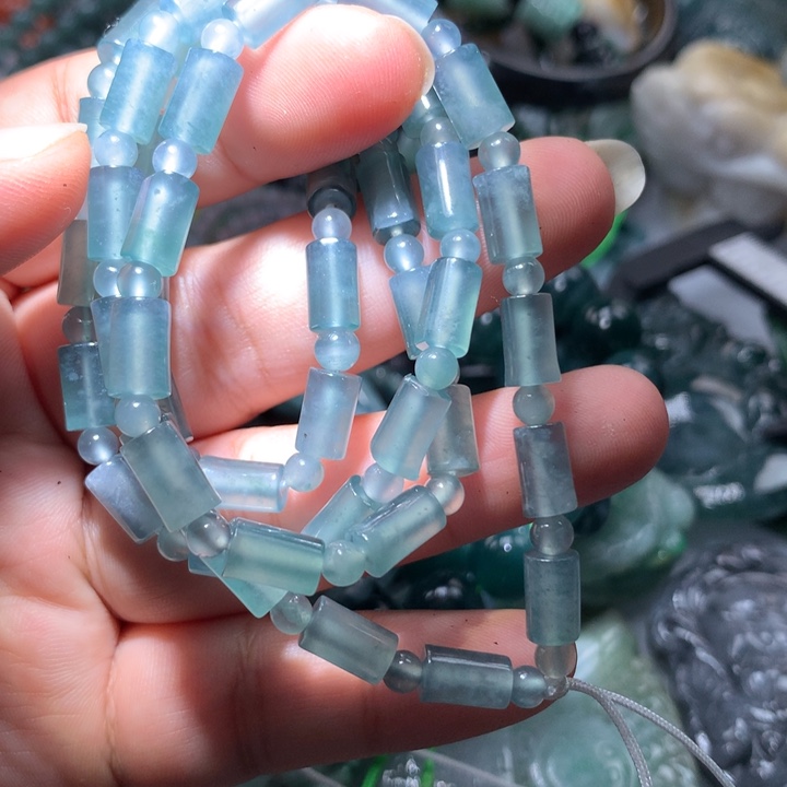 翡翠颈饰未镶嵌保真天然A货翡翠