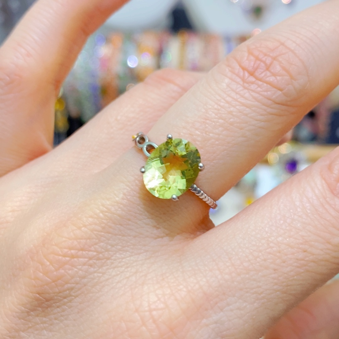 绿水晶戒指银S925镶嵌