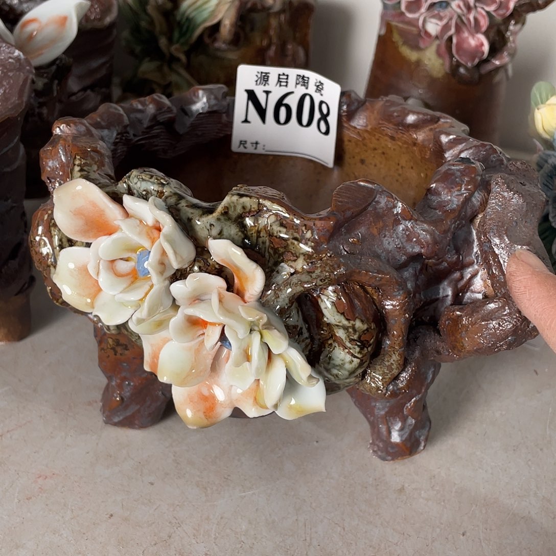 紫砂花盆景德镇陶瓷花盆特价608