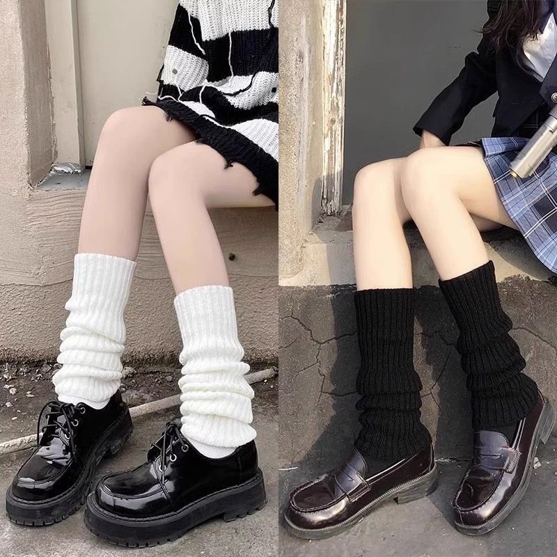白色JK堆堆袜套日系女针织袜子小腿袜少女百搭穿搭腿套保暖中筒袜
