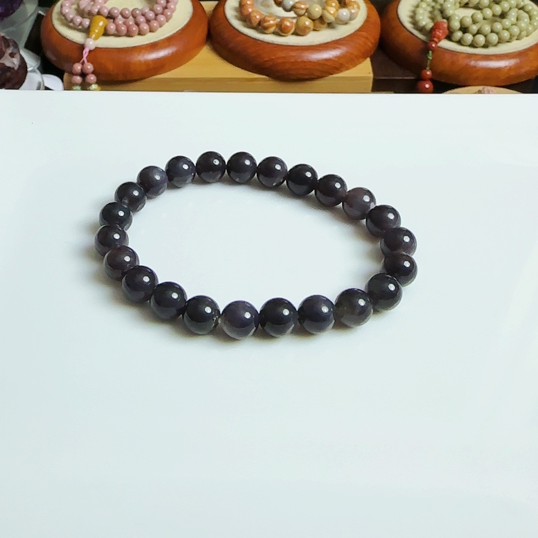 和田玉手链未镶嵌和田帝王紫手串