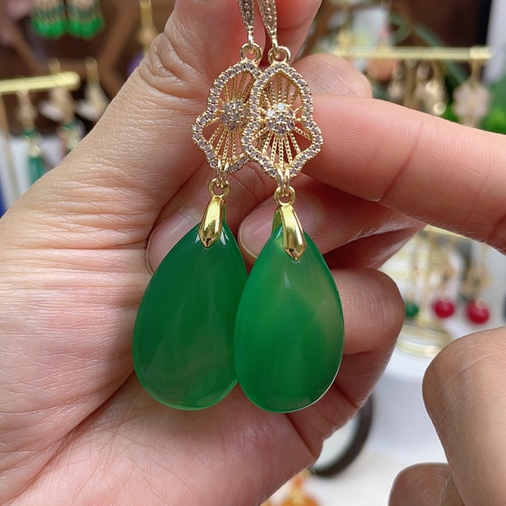 玛瑙/玉髓耳环合金