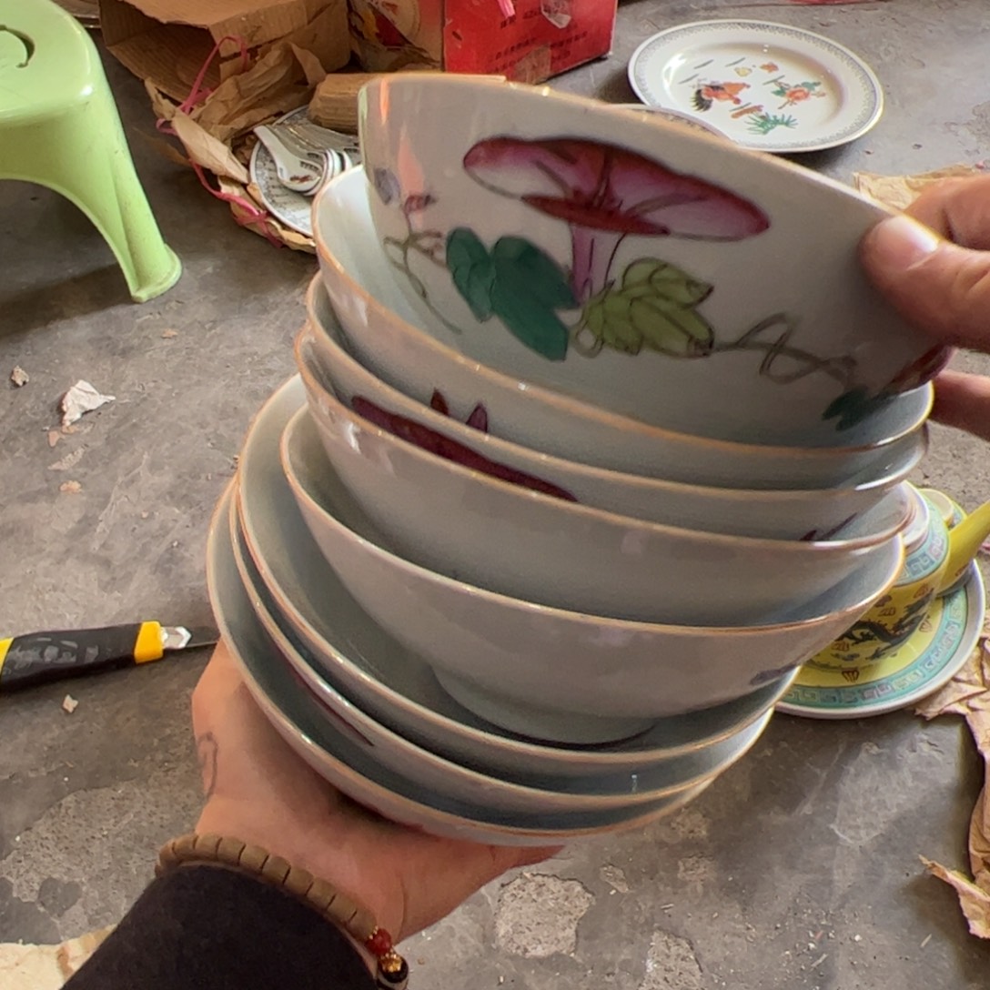 广***大陶其他16厘米手绘牵牛花 瑕疵不退不换