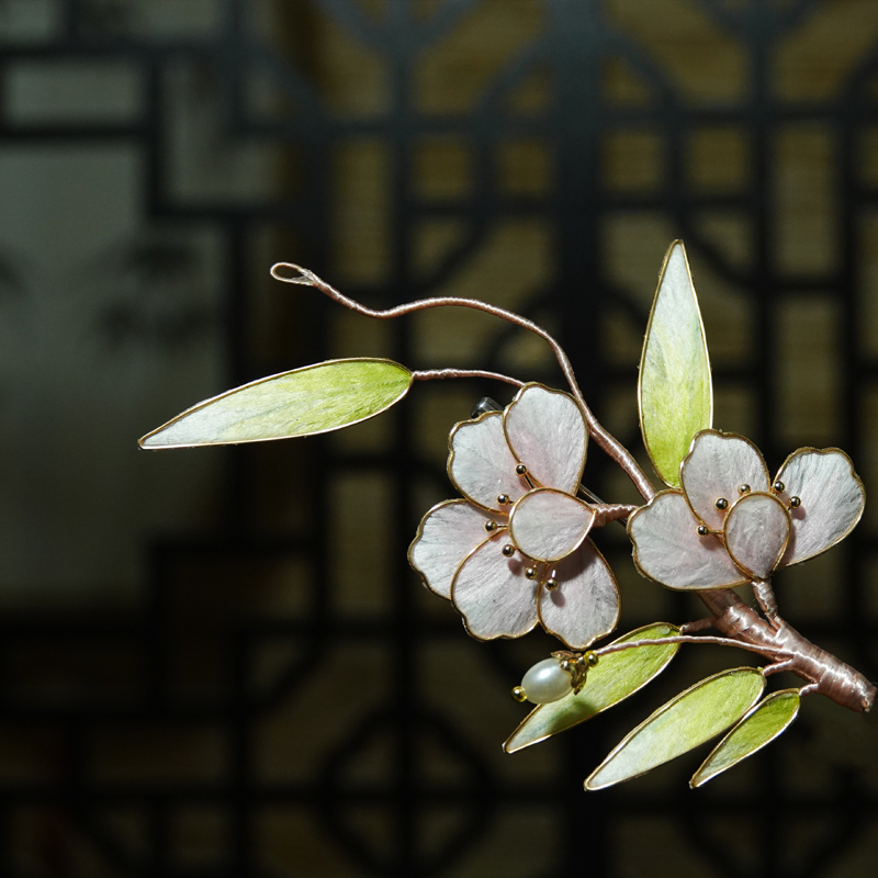 非金属锦纶胸针 绒花蚕丝手工制作古风竹叶胸针no退no换