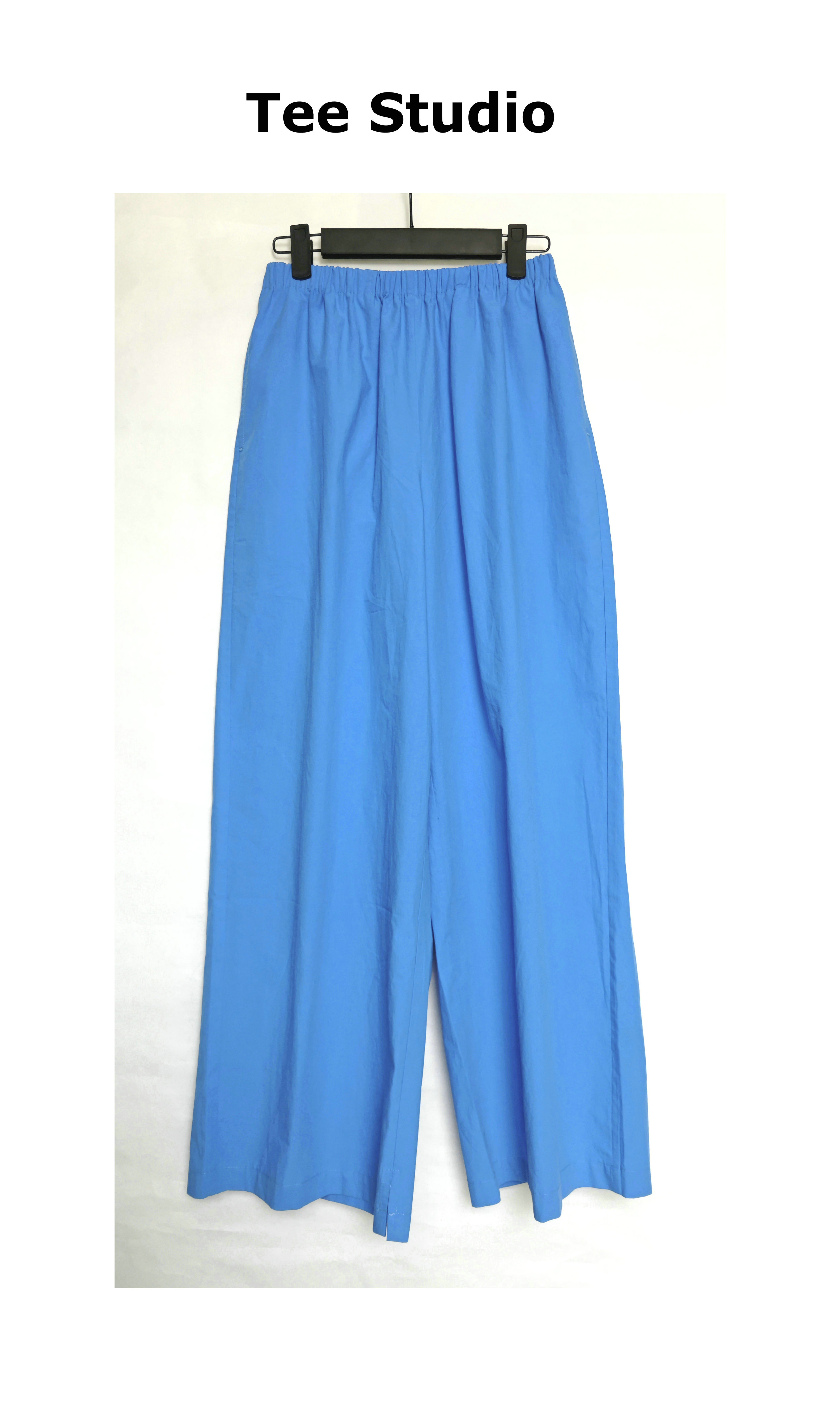 TEE STUDIO  du家定染蓝色高支高密长绒棉row风极简九分裤