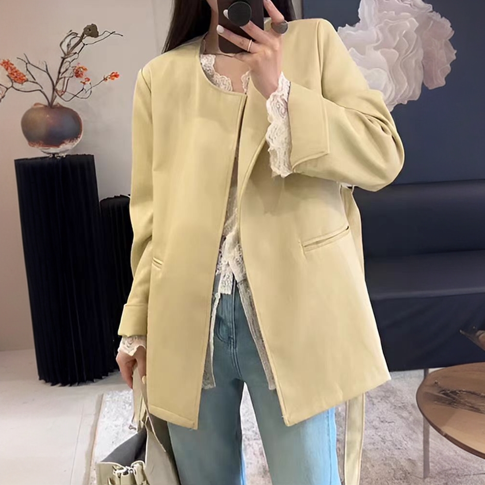 复古皮衣系带外套2025春秋新款高级感宽松显瘦老钱风上衣