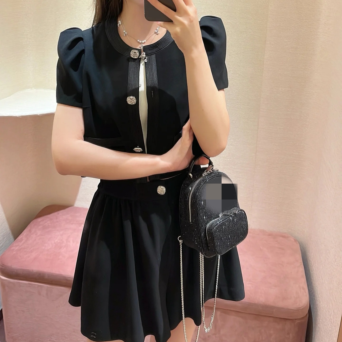 SZSALI 定制法式赫本风气质百搭时尚裙裤穿搭两件套装