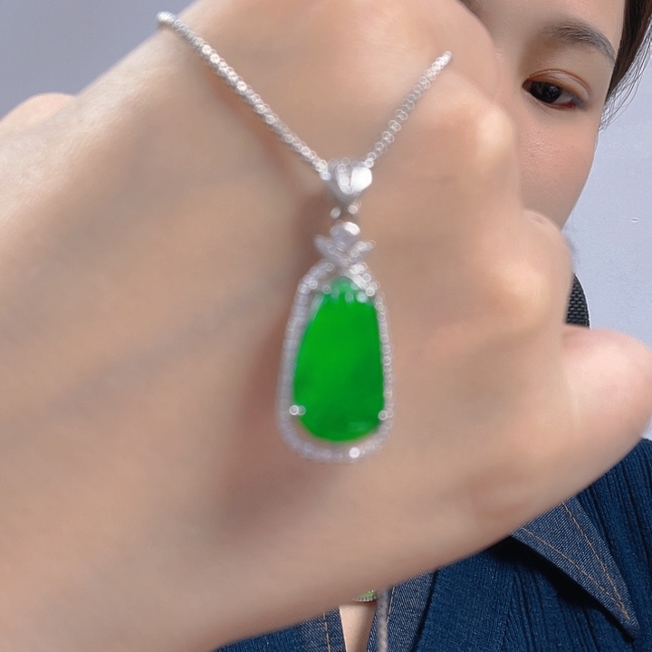 翡翠银S925镶嵌吊坠(不含链)