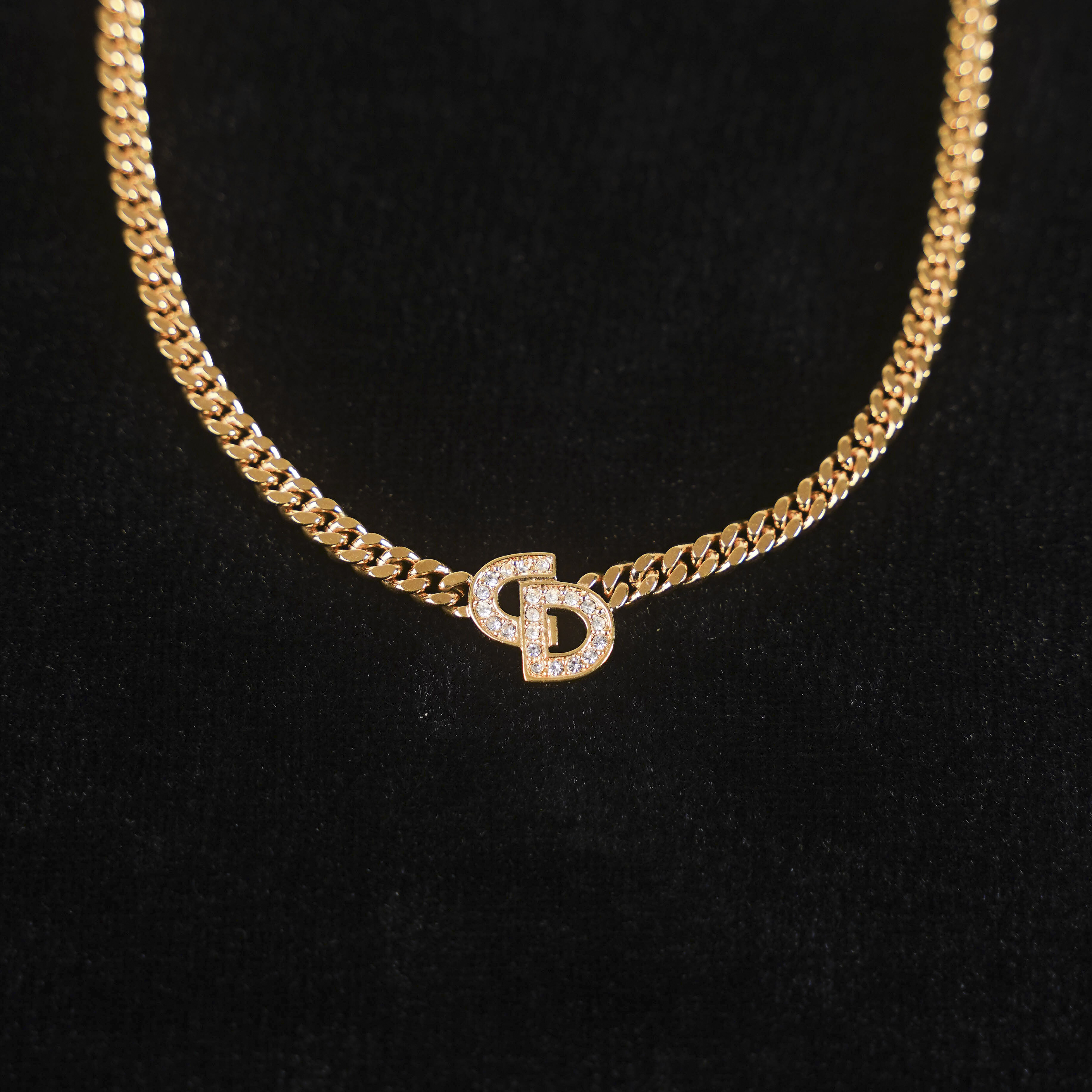 95新 DIOR/迪奥 古巴链错位镶钻cd