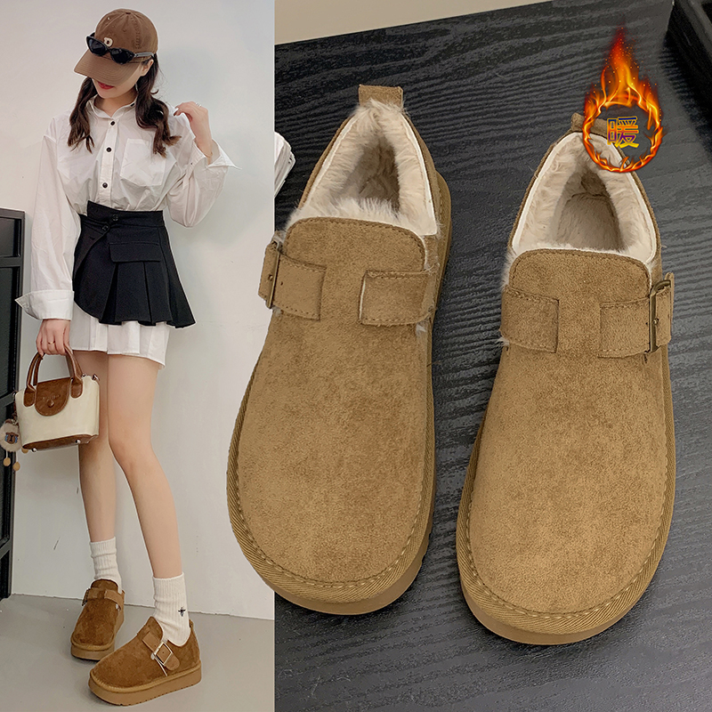 [媛可儿原创]冬季加绒保暖琥珀流光复古风ins潮厚底百搭勃肯鞋女