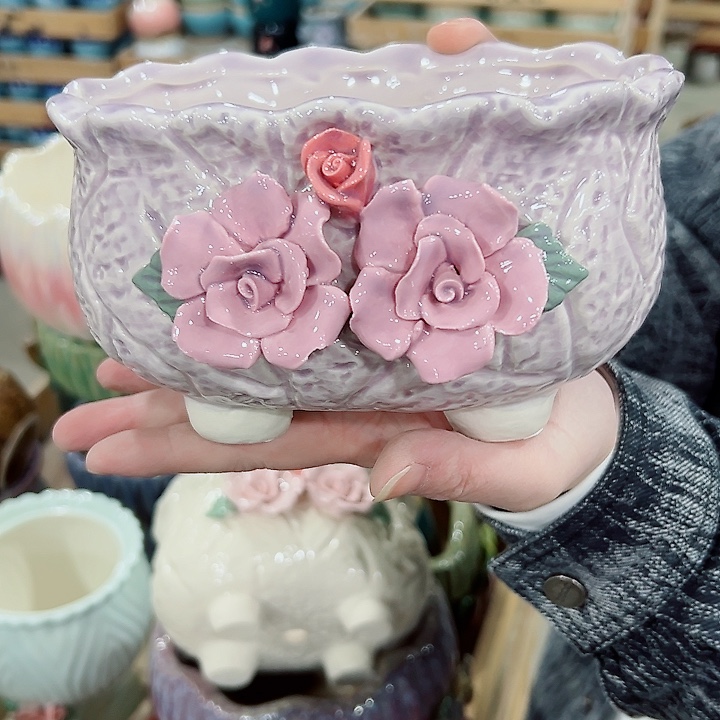 有孔.凑满10元发货多肉陶瓷花盆！