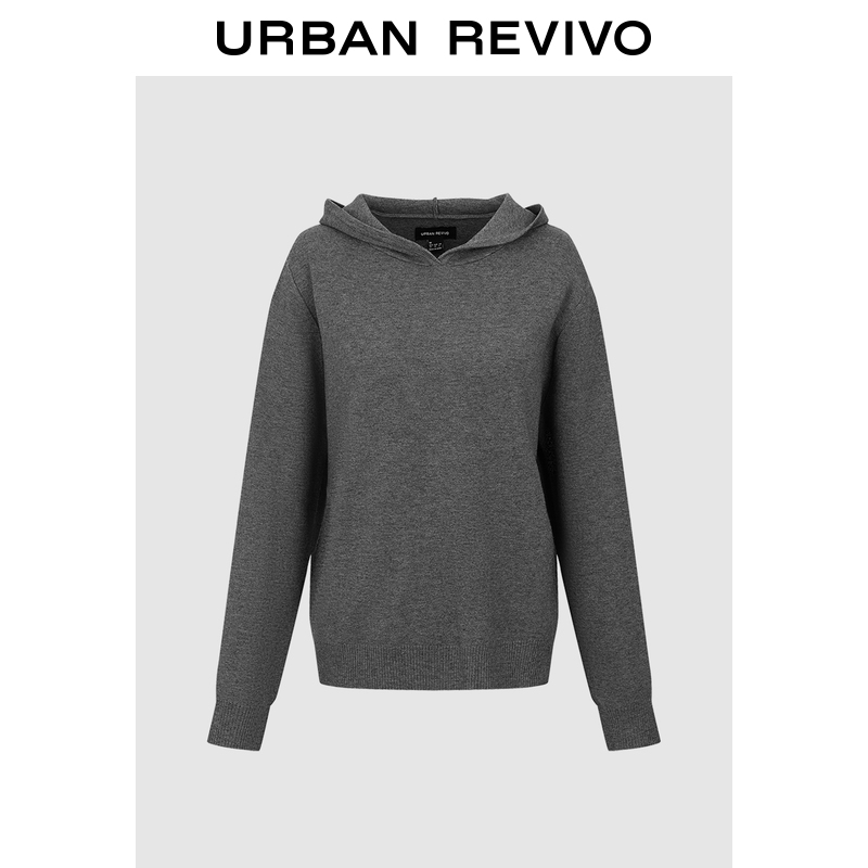 UR2025冬季新款女装简约休闲纯色百搭连帽针织衫UWM950119