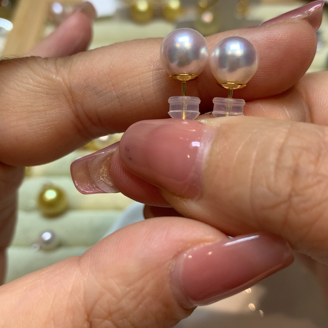 海水珍珠耳饰银S925镶嵌