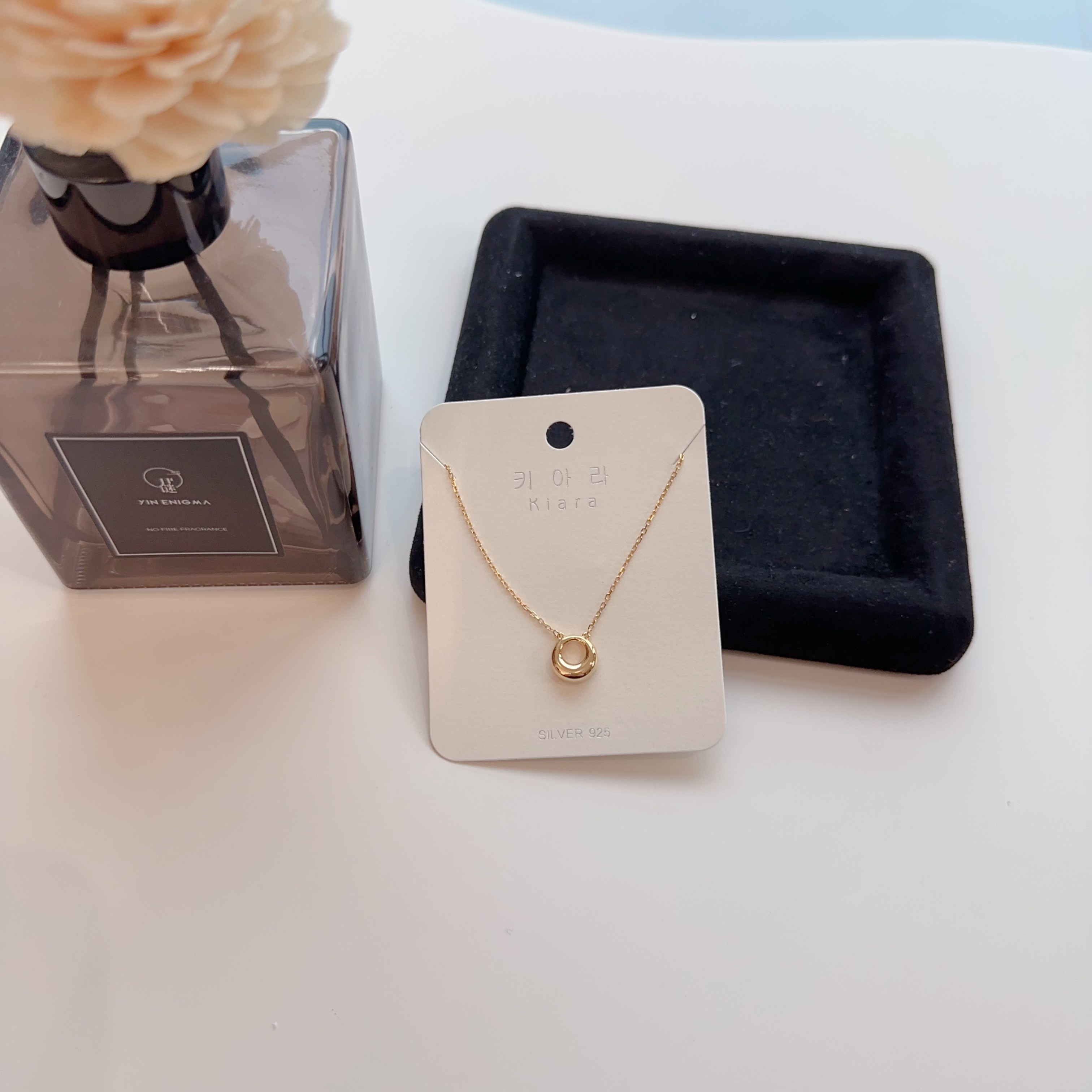 链子925银 冷淡几何圆环锁骨项链XL106