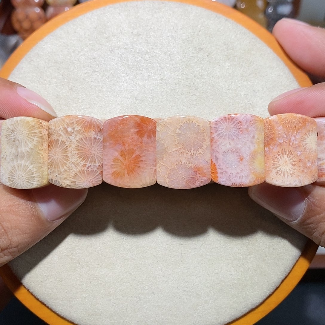 硅化珊瑚（珊瑚玉）手链未镶嵌彩大花36