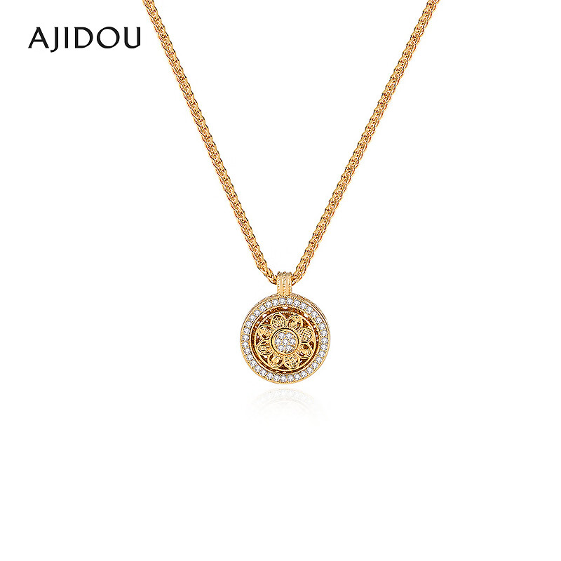 铜合金合成锆石项链 AJIDOU阿吉豆项链女款八宝罗盘锁骨链短颈链
