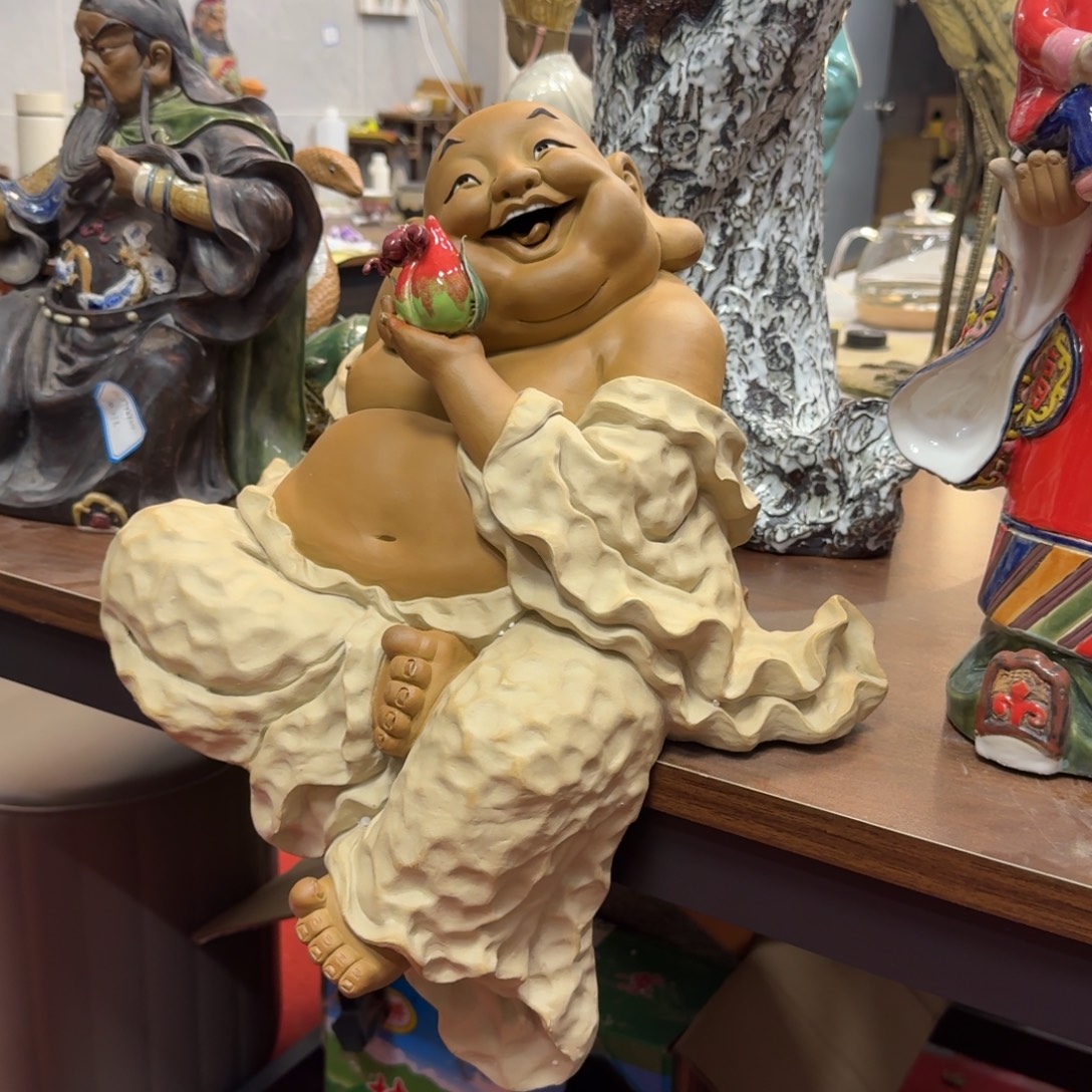 男***心石湾窑陶瓷摆件有瑕疵有修