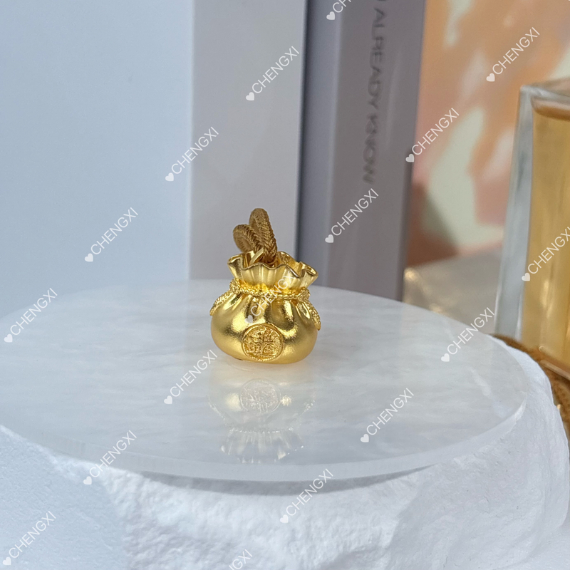 坠链均足银 足银镀金【内有财神福袋】内有乾坤财神国风平安福吊坠