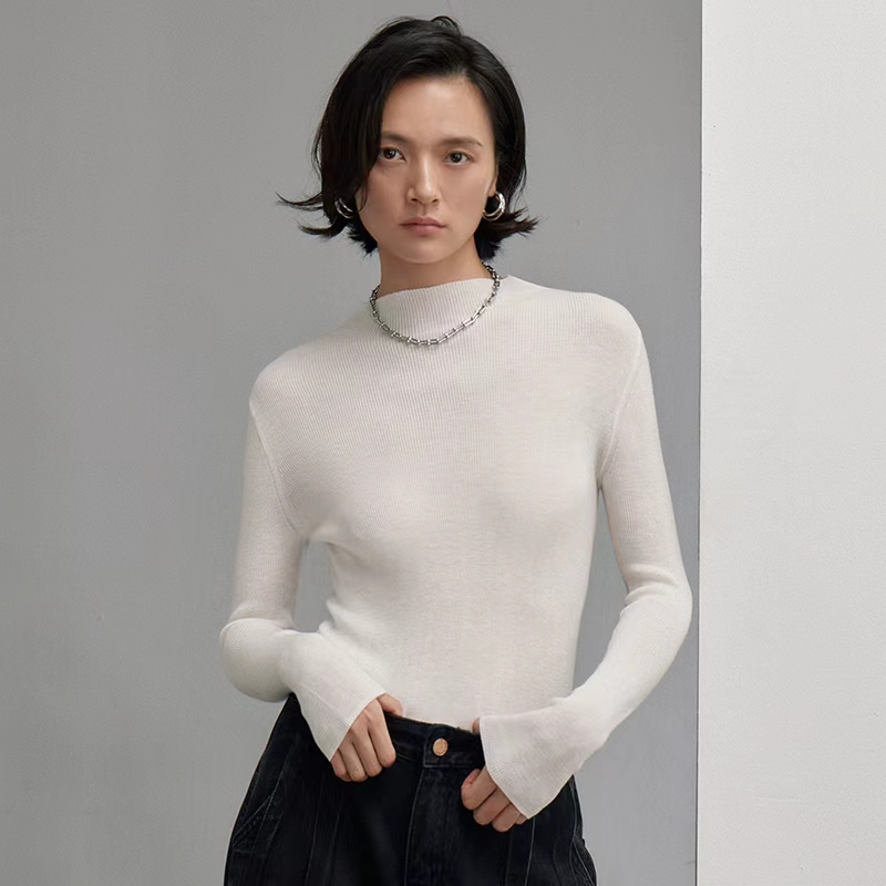 VIVIDINI 100%绵羊毛打底羊毛衫