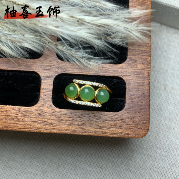 碧玉主石 s925银镶女士活口轻奢气质