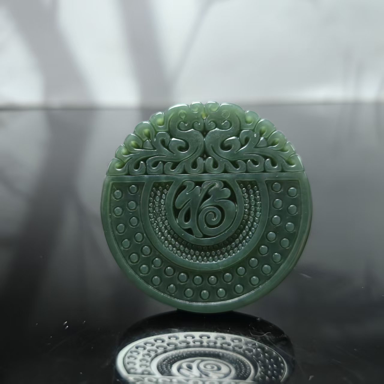 Z和田玉双龙送福吊坠0153