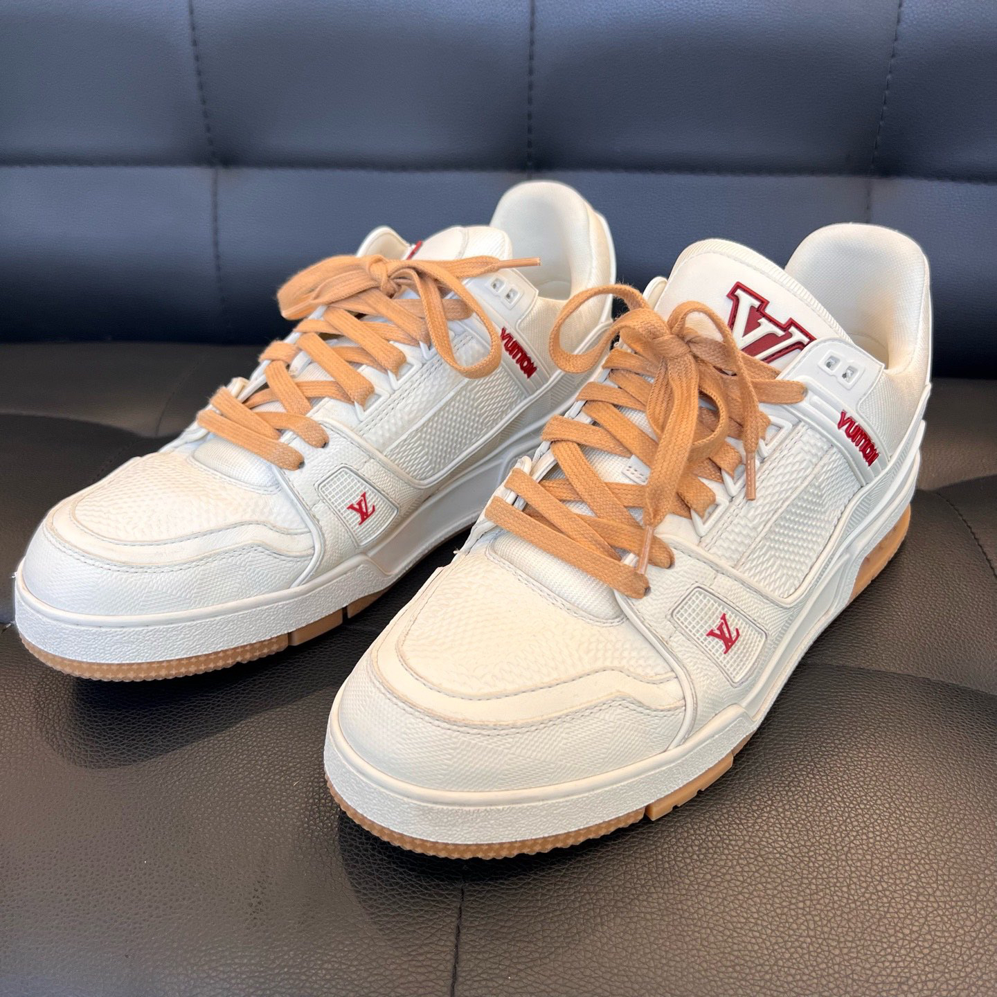 99新 LouisVuitton/路易威登 41码/25新款/棋盘格 白生胶低帮板鞋