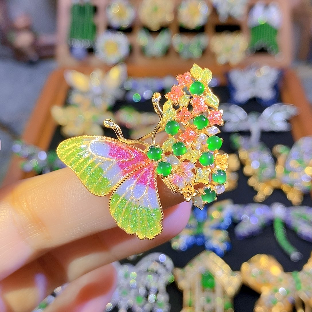 吊坠(不含链)银S925镶嵌翡翠