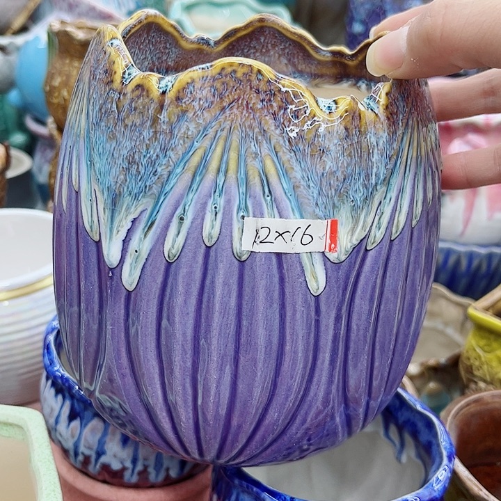 多肉绿植陶瓷花盆9.9包邮，有孔