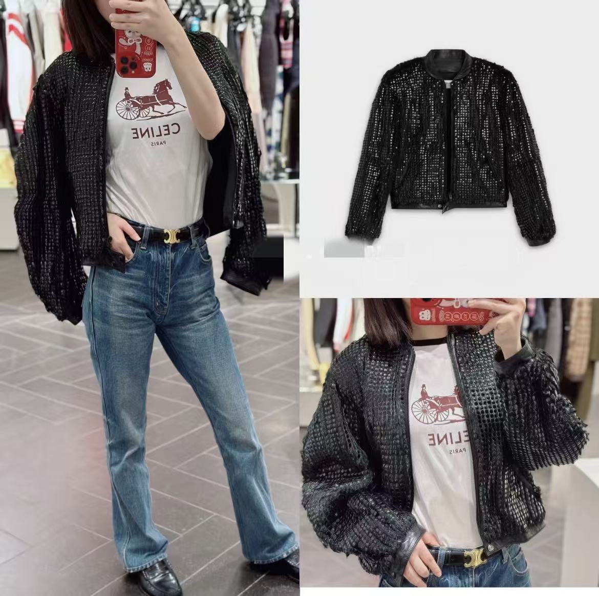 未使用 Celine/思琳 蔚蓝/长袖皮衣/42码/LZ1016D9928