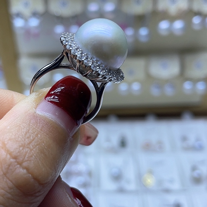 银S925镶嵌淡水珍珠戒指