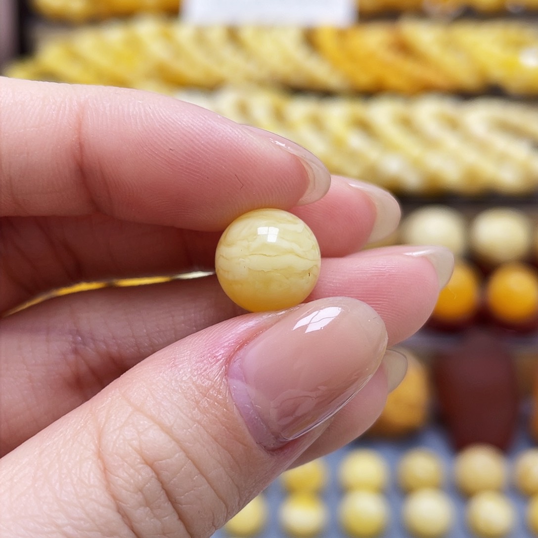琥珀裸石未镶嵌蜜蜡圆珠11.3mm微瑕