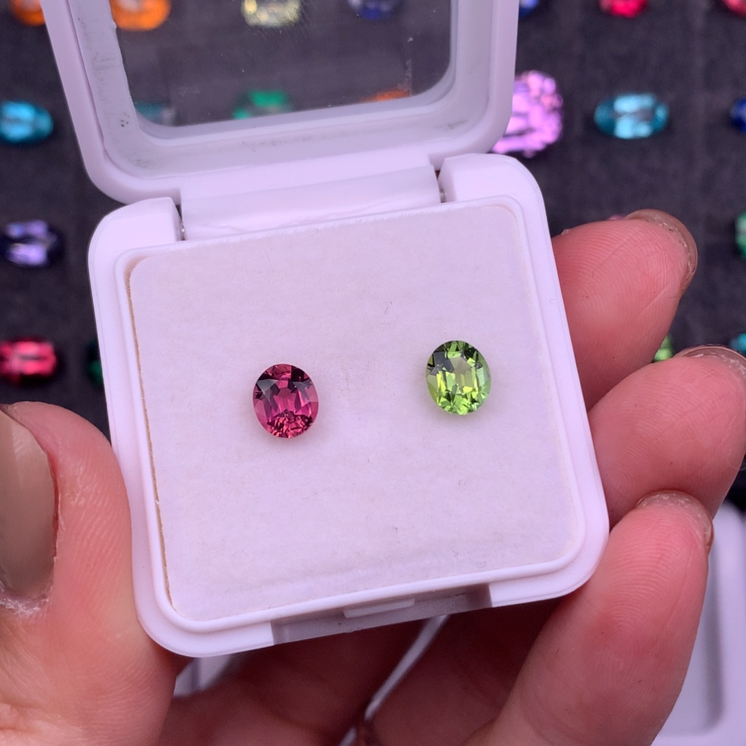 碧玺珠宝半成品未镶嵌1.51ct撞色阿富汗碧玺全净无暇