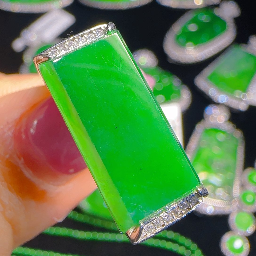 翡翠戒指银S925镶嵌天然