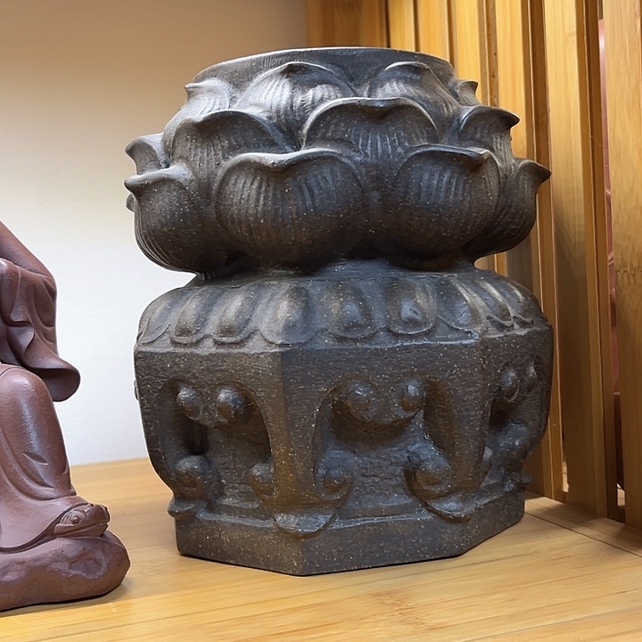 紫砂茶杯文**慌紫砂莲花底座茶宠摆件