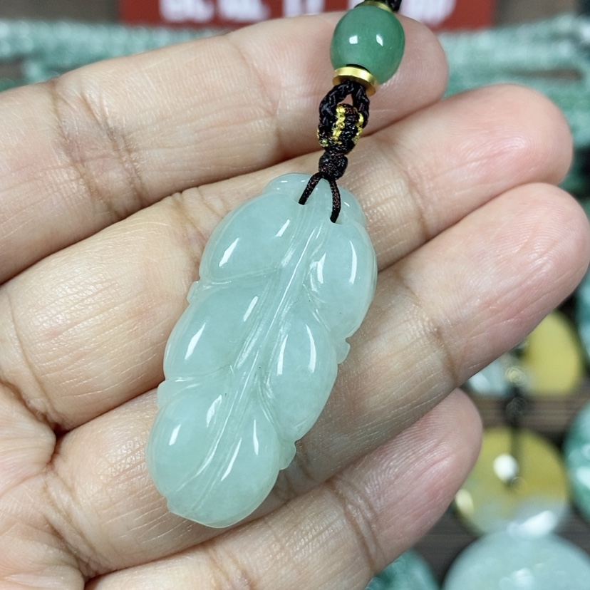 【闪购商品】翡翠颈饰未镶嵌玉吊坠翡翠玉双面金枝玉叶