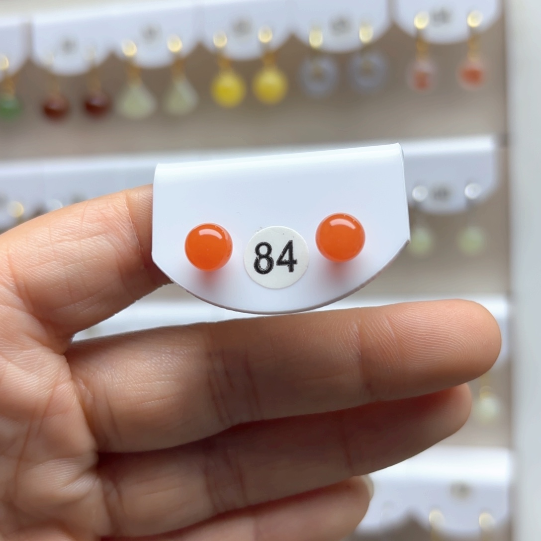 南红玛瑙耳饰银S925镶嵌7mm 