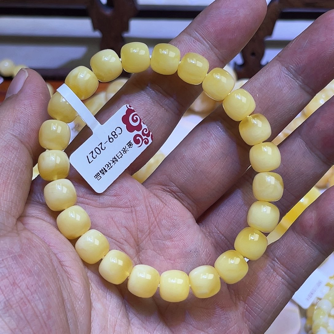 未镶嵌蜜蜡手串奶白妖花9✖️8.5mm