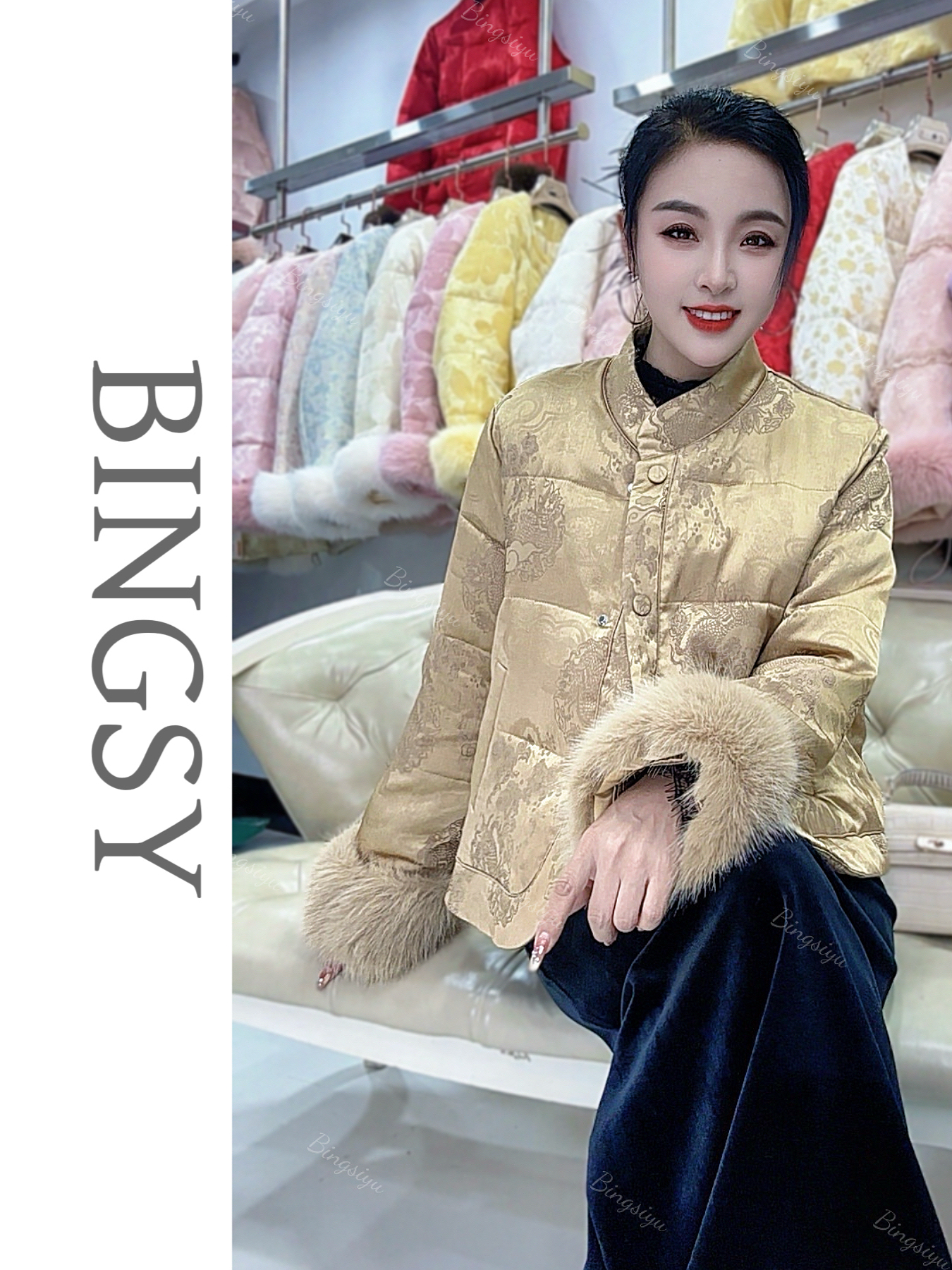 【月胧沙】冬季气质新中式国风按扣刺绣棉服