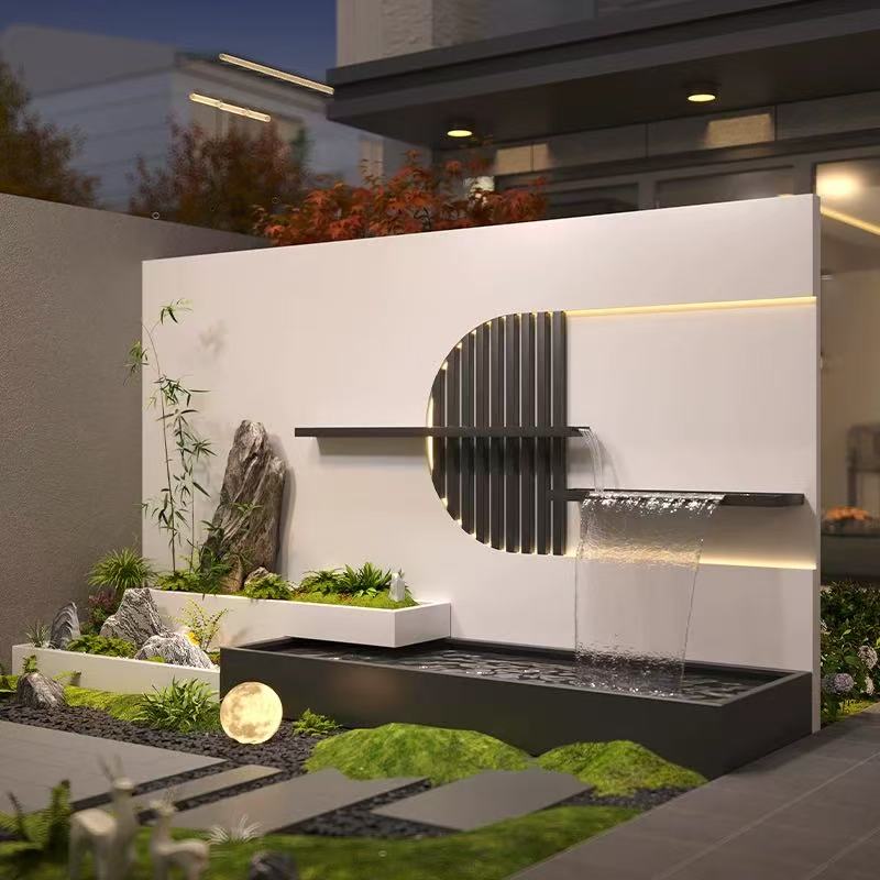 定制户外别墅庭院不锈钢流水墙水幕景观装饰造景屏风下单咨询客服