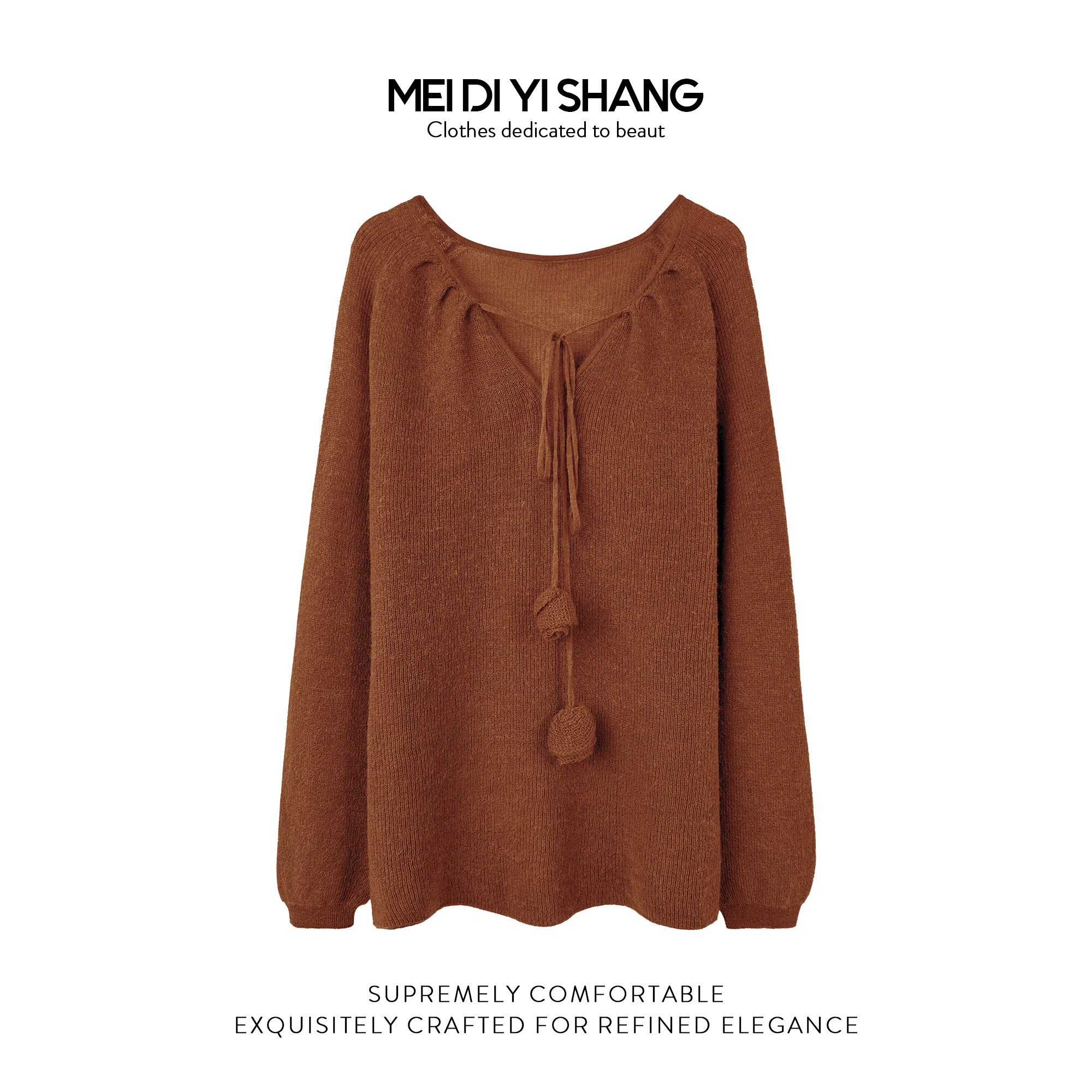 MDYS秋季新款羊驼毛大码慵懒高级气质V领玫瑰钩花型针织衫H089