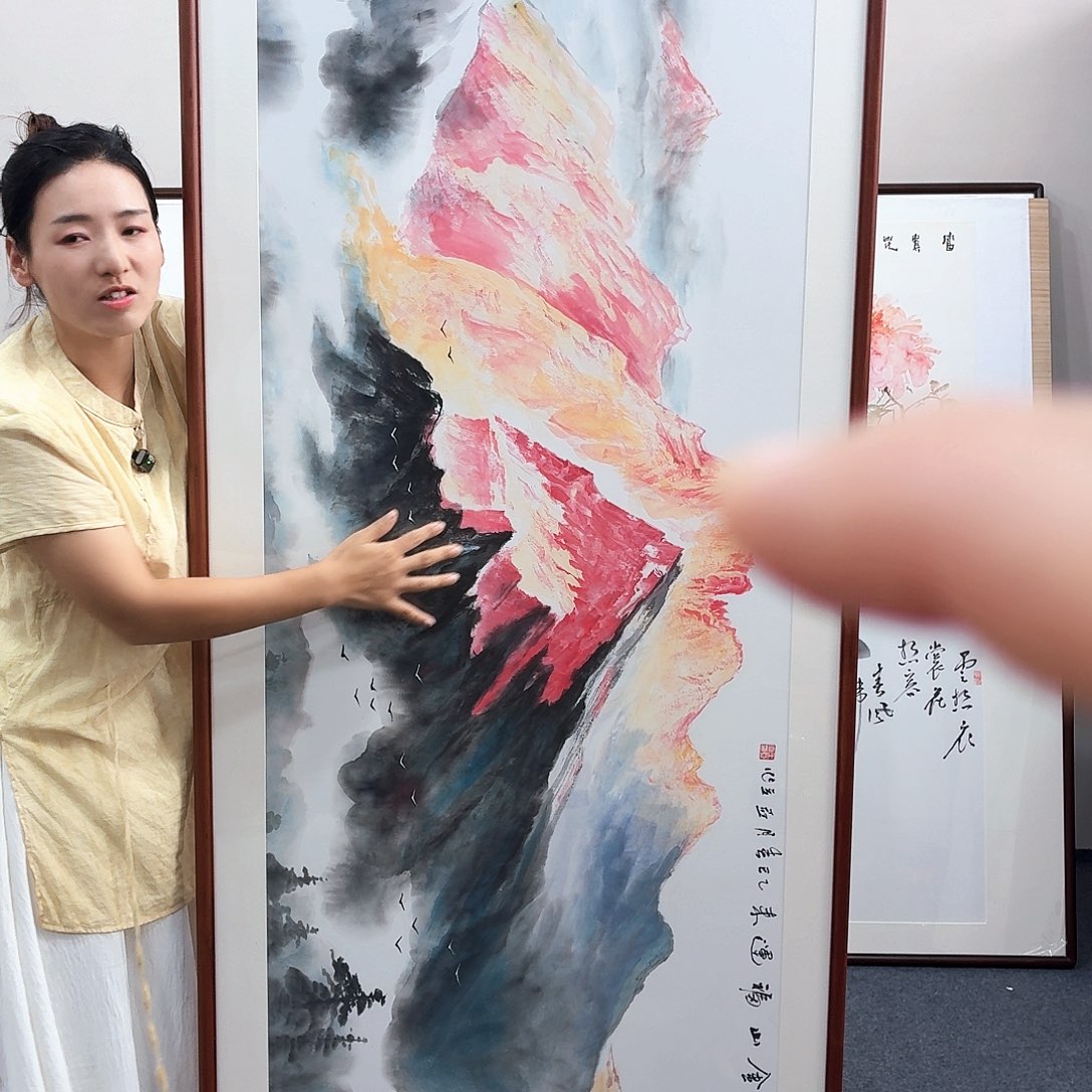 自***然国画手绘作品210×80尺寸