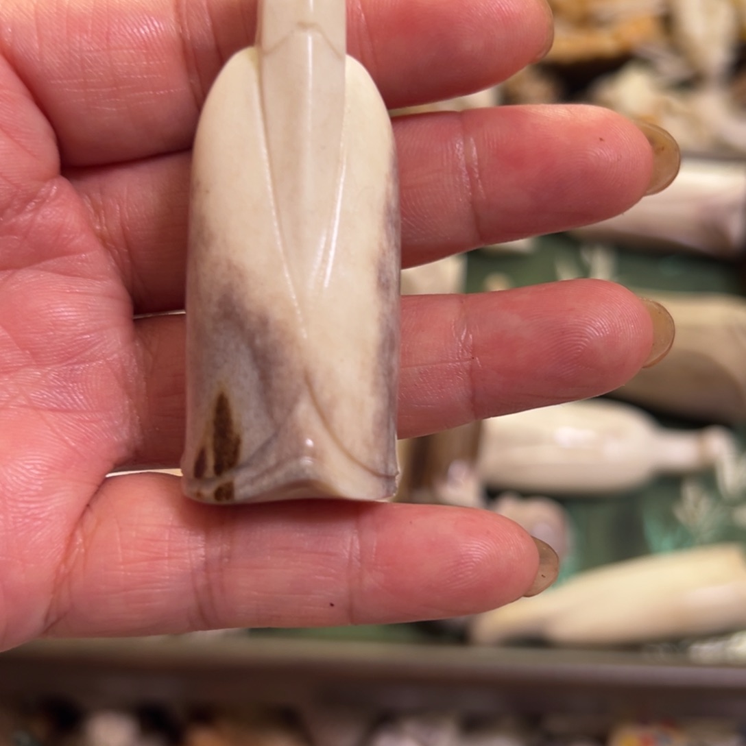 鹿骨把件唐***清手把件