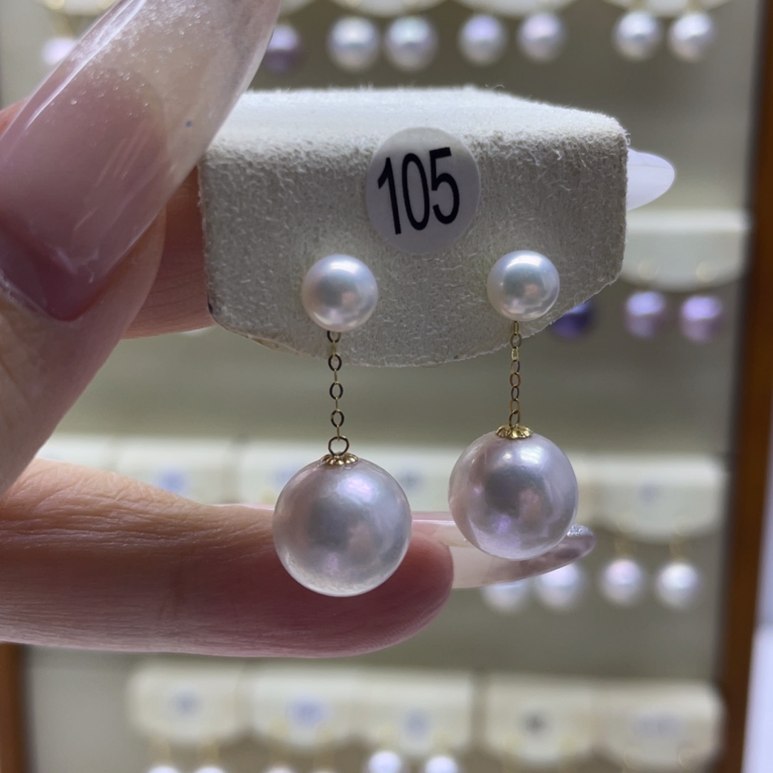 淡水珍珠耳饰18K金镶嵌
