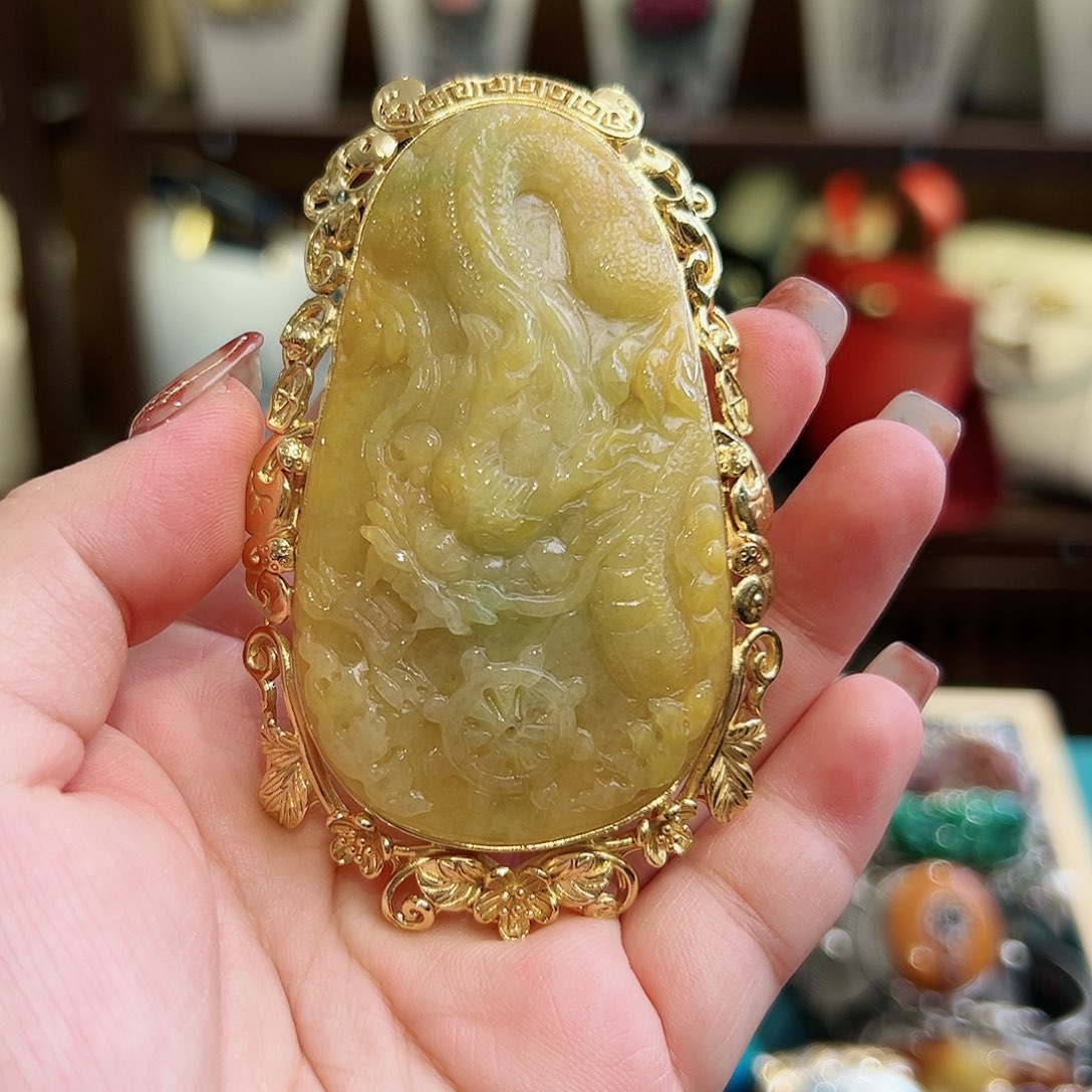 翡翠颈饰银S925镶嵌古风