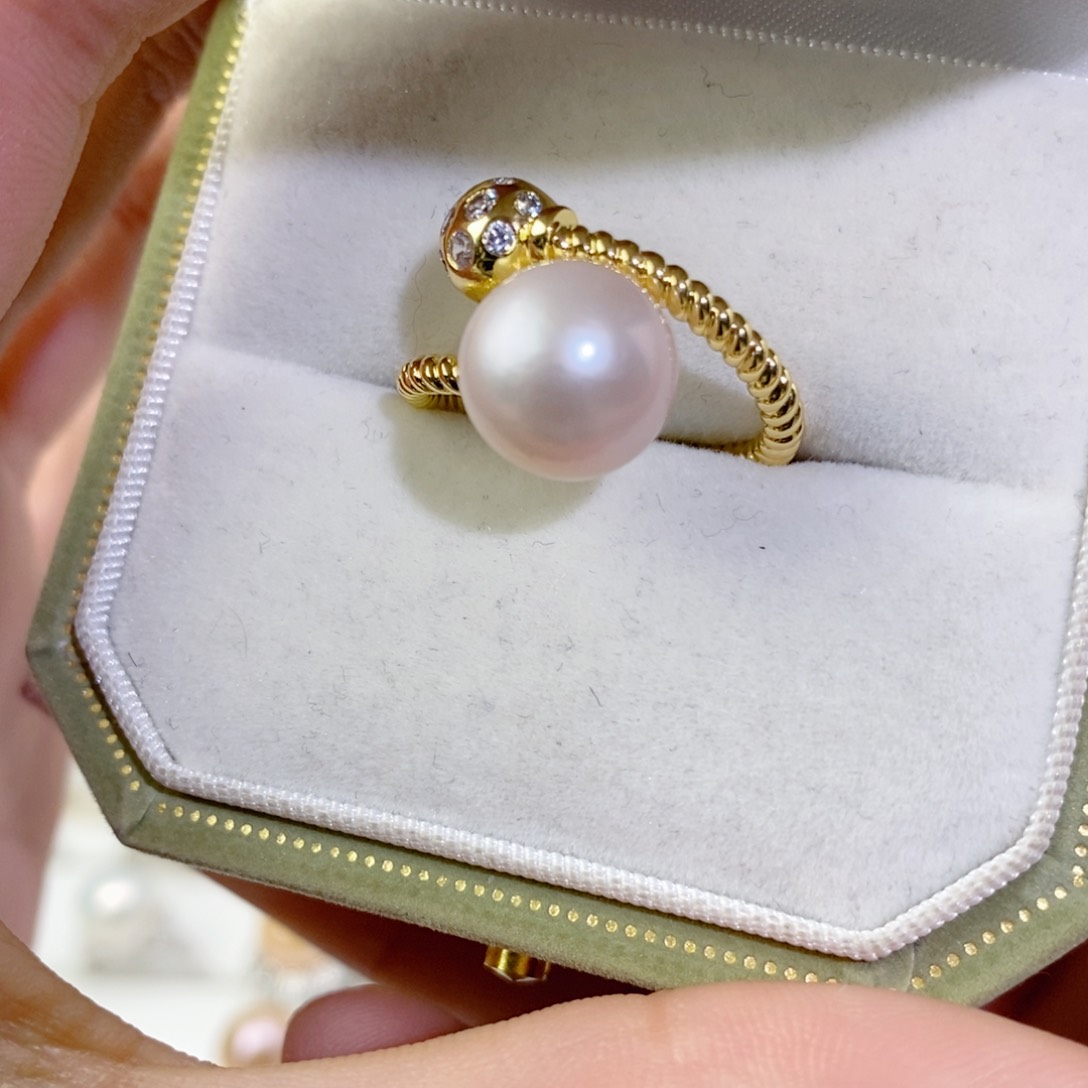 戒指银S925镶嵌淡水珍珠